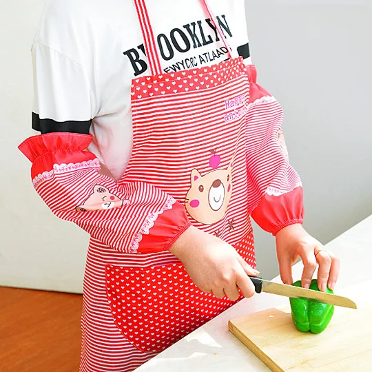 Cartoon Bear Bear apron suit kitchen household antifouling long sleeved men's apron