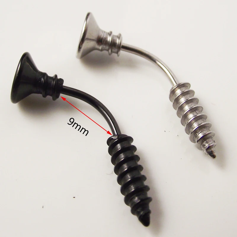 SaYao 1Piece 14G 1.6mm Bar Stainless Steel Punk Screws Belly Ring Screw Belly Button Rings Navel Body Piercing jewelry