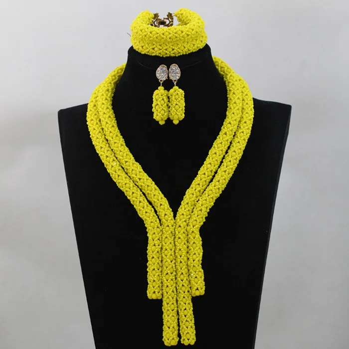 Chunky Yellow Costume African Crystal Beads Jewellery Sets for Traditional Weddings, Parties Women Jewelry Free shipping  ABL791