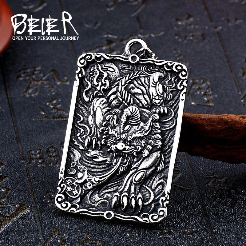 BEIER Stainless steel Chinese beast pendant necklace Pixiu fortune beast Chain Evil fortune Jewelry for man women BP8-015