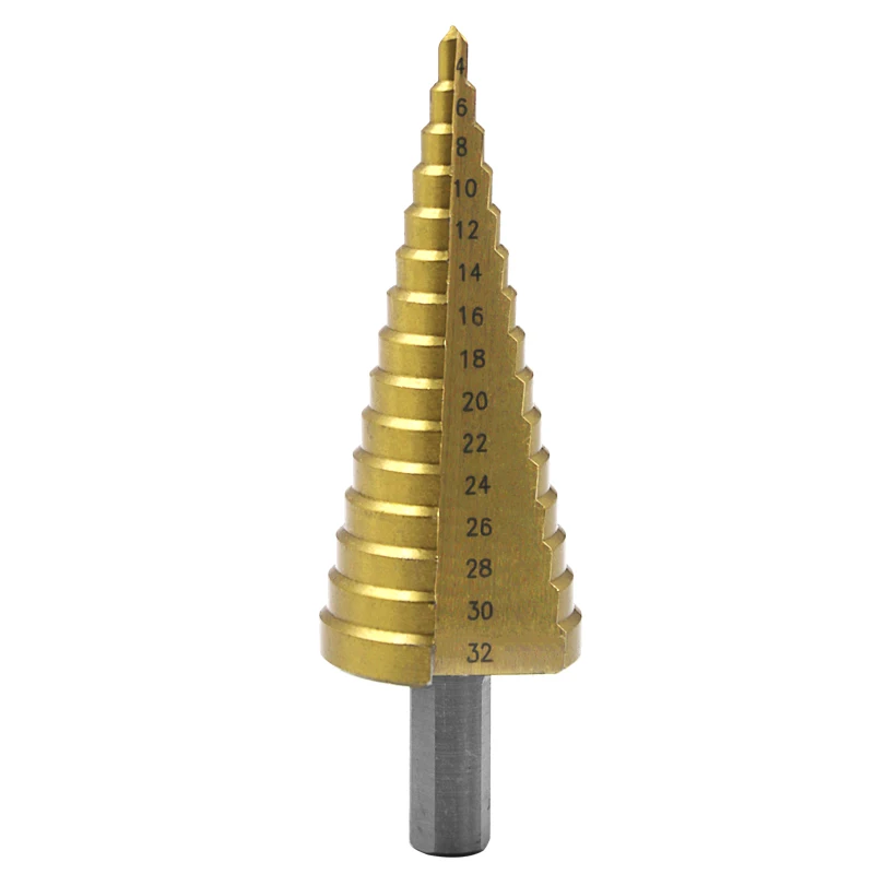 4-32mm The Pagoda Shape HSS Triangle Shank Pagoda Metal Steel Step Drill Bit Hole Drill Cone Drill Countersink Titanium Bit Set