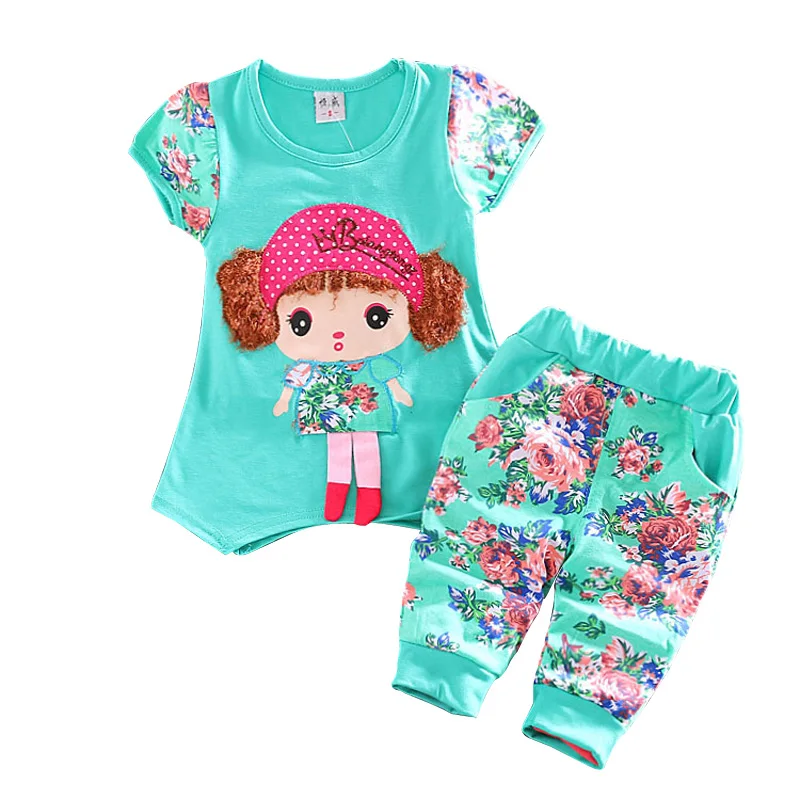 

2021 summer toddler girls clothes track suit for baby girls new brand cotton clothing sets t-shirt shorts