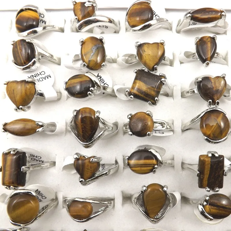 Natural Tiger's Eye Stone Ring Women's Rings For Promotion Gift 50pcs/Lot Wholesale