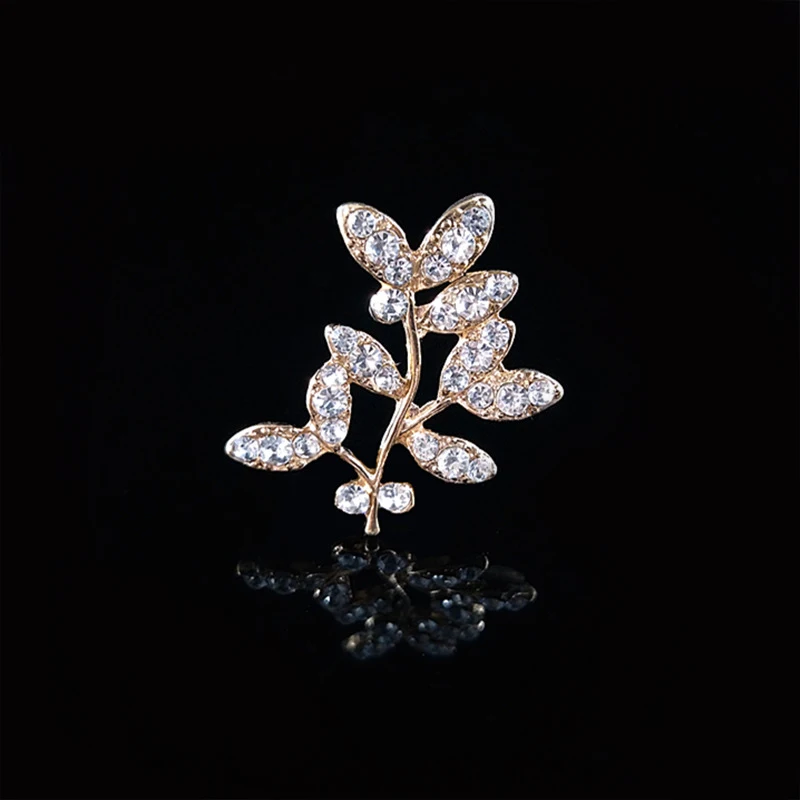 2018New 100Pcs Rhinestones Branch Leaves Button for DIY Bridal Hair Accessories and Wedding Clothes Decoration HZ454