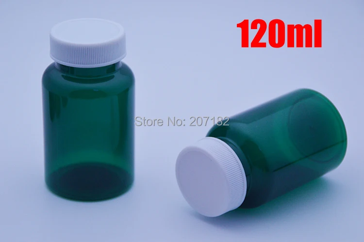 

100pcs 120ml Green Color PET Medicine Bottles,Capsules/Pills/Powder/Vitamin Plastic Bottles --White Color Caps