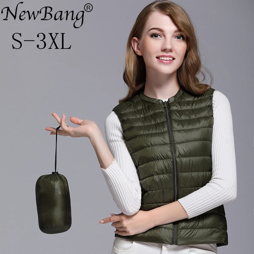 NewBang-Gilet Chaud Ultra observateur pour Femme, Vêtement d'Extérieur, Doublure, Portable, Sans Col, Hiver