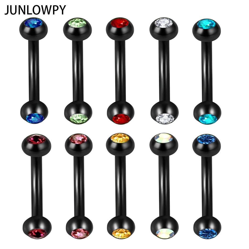 JUNLOWPY Black Gold Silver Eyebrow Piercing 16G Ball Banana Eyebrow Ring Labret Bars Hypoallergenic Surgical Steel Body Jewelry