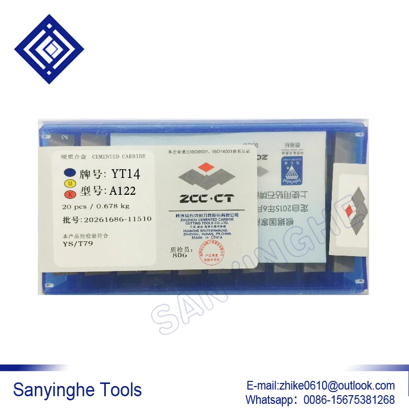 A122 YG6 / YG8 / YW1 / YW2 / YT5 / YT14 / YT15 /YG6X كربيد لحام إدراج إدراج ملحومة (20 قطعة/السلع)