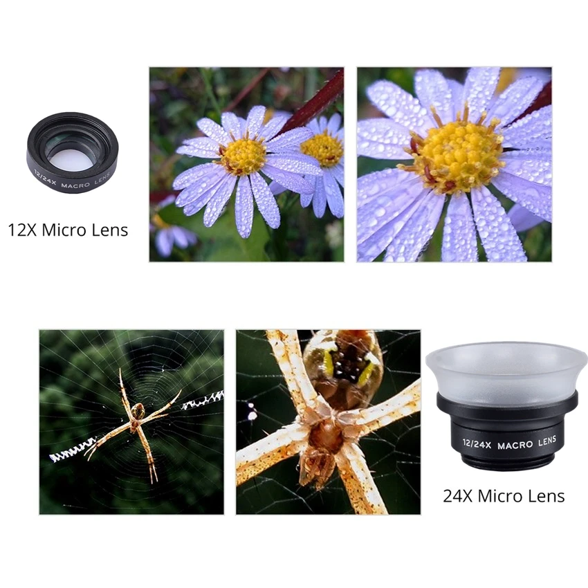 APEXEL  New 2in 1 macro lens 12x/ 24x super macro lens detechable universal clip lens for Xiaomi ios android all smartphone 24XM