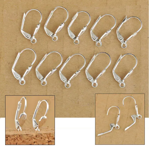 

Free Ship 200Pcs Lot Jewelry Findings 925 Sterling Silver Square Hook Earring Earwires For Beads Crystal Stone Nice Made