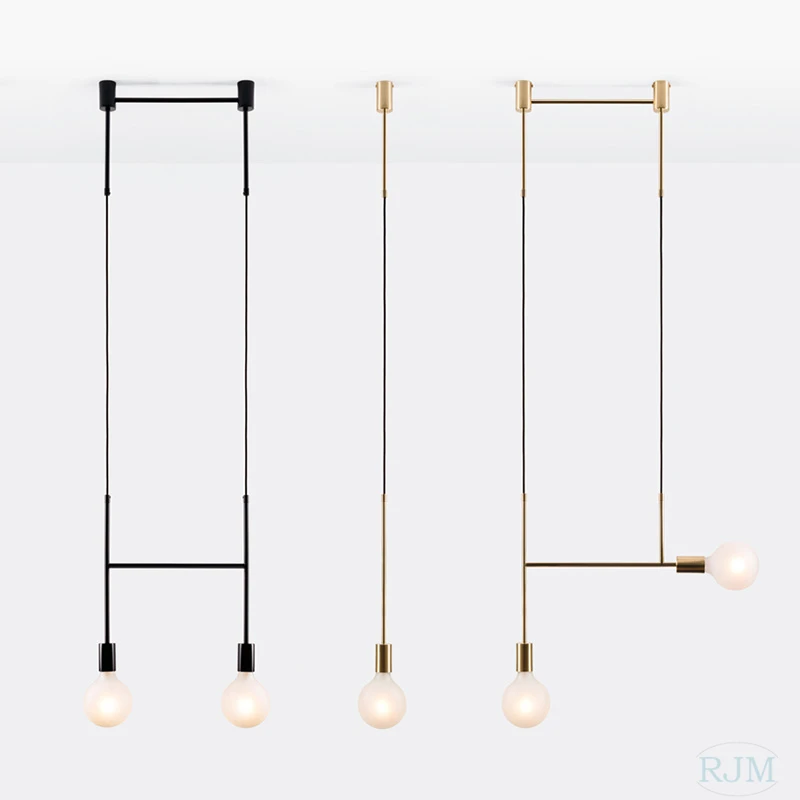 Nordic Line Gold Lampu Chandelier Besi Modern Hanglamp untuk Ruang Tamu Kamar Tidur Samping Tempat Tidur Natal Dekorasi Rumah Perlengkapan Pencahayaan