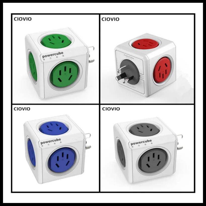 CIOVIO Smart Home Power Cube Socket 5 Outlets Adapter Power Strip Multi Switched Sockets