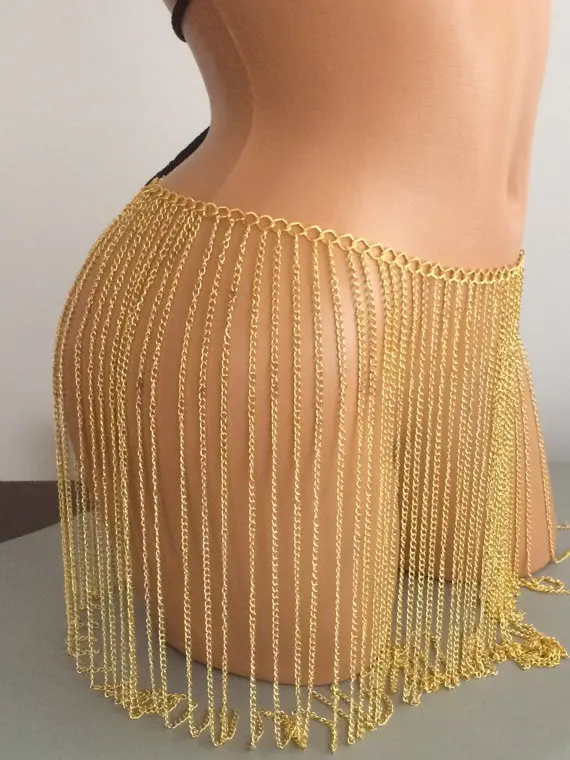 Gold Sexy Body ketting Women waist chain Tassel Alloy Punk Long tassel 2018 New Designer Female Fashion Jewelry BY187