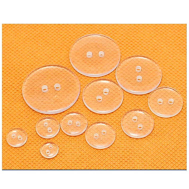 100pcs 12-20L 2holes transparent buttons sewing polyester washer resin shirt button for scrapbooking DIY kid clothes accessorie