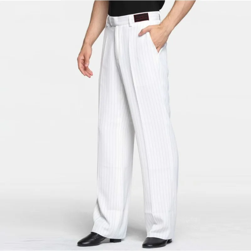 Latin Dance Pants Male White Plus Size Dancing Pants Fabric Men Ballroom Stage Modern Chacha Waltz Trousers Dancing Wwear B-6973