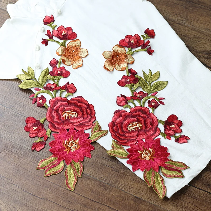 

Large Peony Flower Patch Sew On Clothing Sticker Cheongsam Velvet Skirt Decorative Flowers DIY Hand Sewing Embroidery Patch