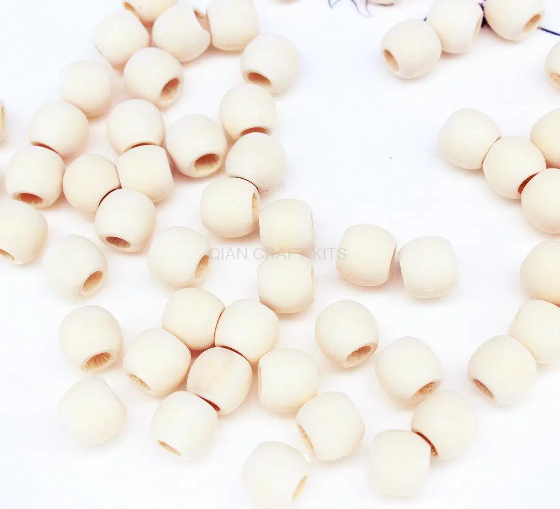 

800pcs bleach Wood Beads 11.5mm, big hole 5mm Wood Beads, Wooden Beads