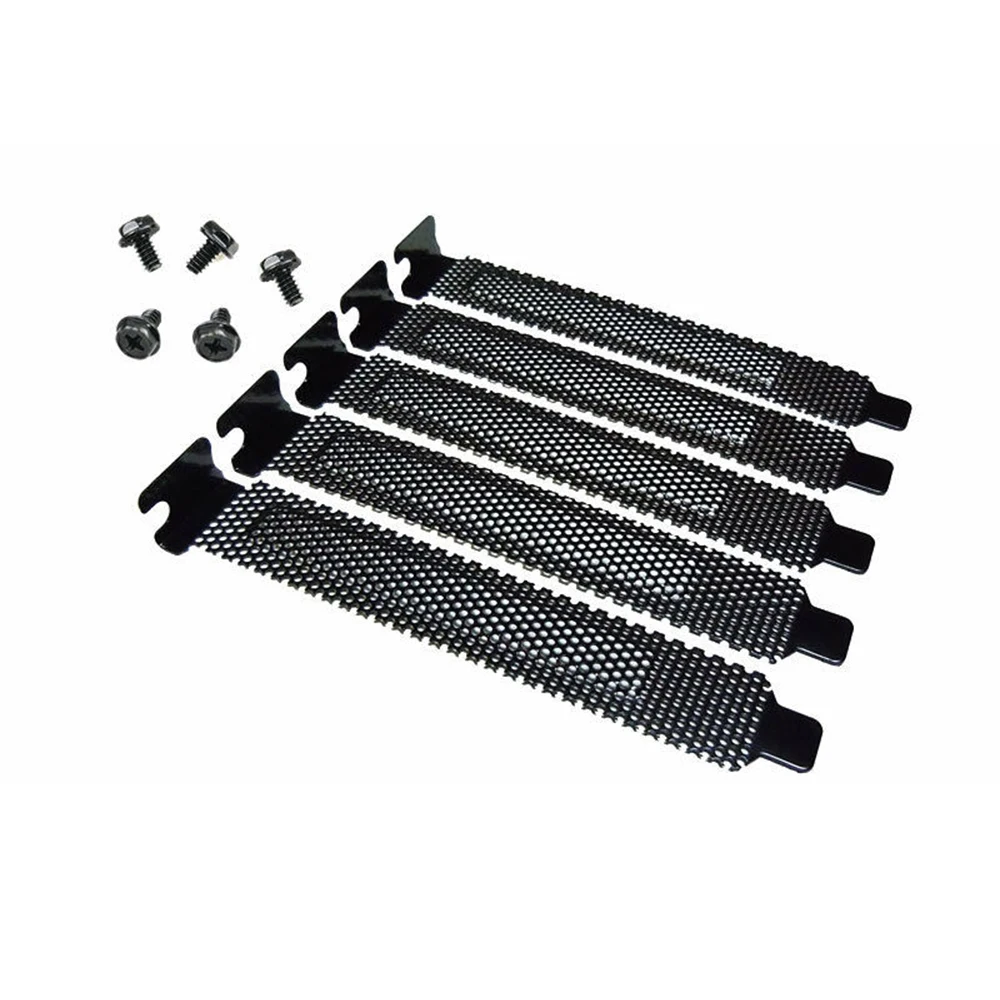 5Pcs PCI Slot Cover Dust Filter Blanking Plate Hard Steel With Screws Desktop PC Case Bezel Bit Expansion Plug-In