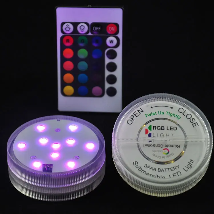 

3AAA Battery Operated IR Remote Controlled 10 Multicolors SMD LED Vase Light,Submersible Led Light,Waterproof Floralyte Light