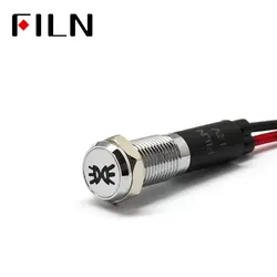 FILN 8mm Car dashboard Width light mark symbol led red yellow white blue green 12v led indicator light with 20cm cable