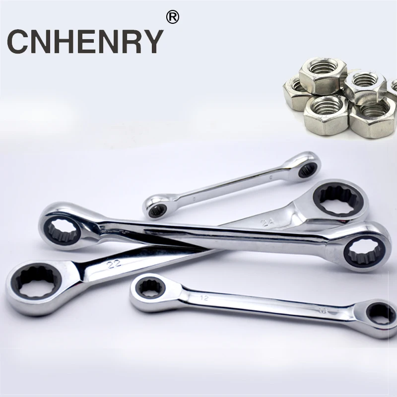 Double-Head Combination Ratchet Wrench Universal Key Head Wrench Chrome Vanadium Reversible Spanner Tool  Key For Repair Car