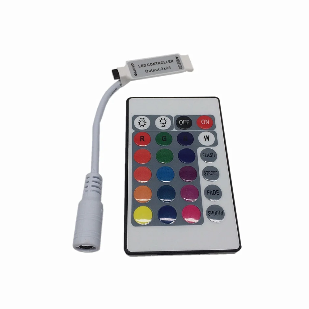 

10PCS Mini 24 keys RGB IR Remote Controller for 3528 or 5050 RGB LED strips Small RGB Controller