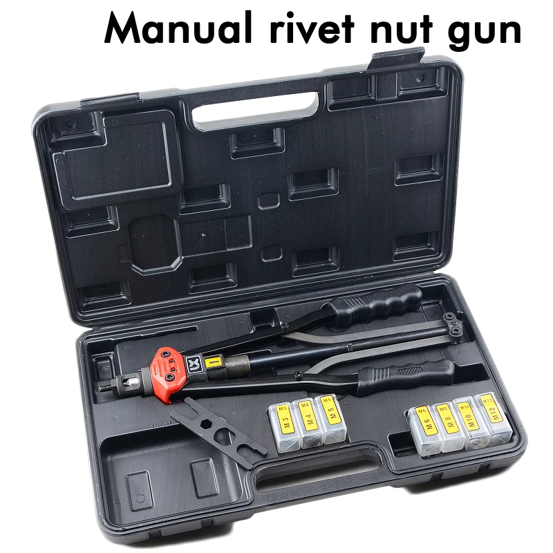 Hand Nieten Mutter Gun M3-M12 Hand Riveter Pull Niet Mutter Nieten Automatische Zurück Werkzeuge mit Hub Skala