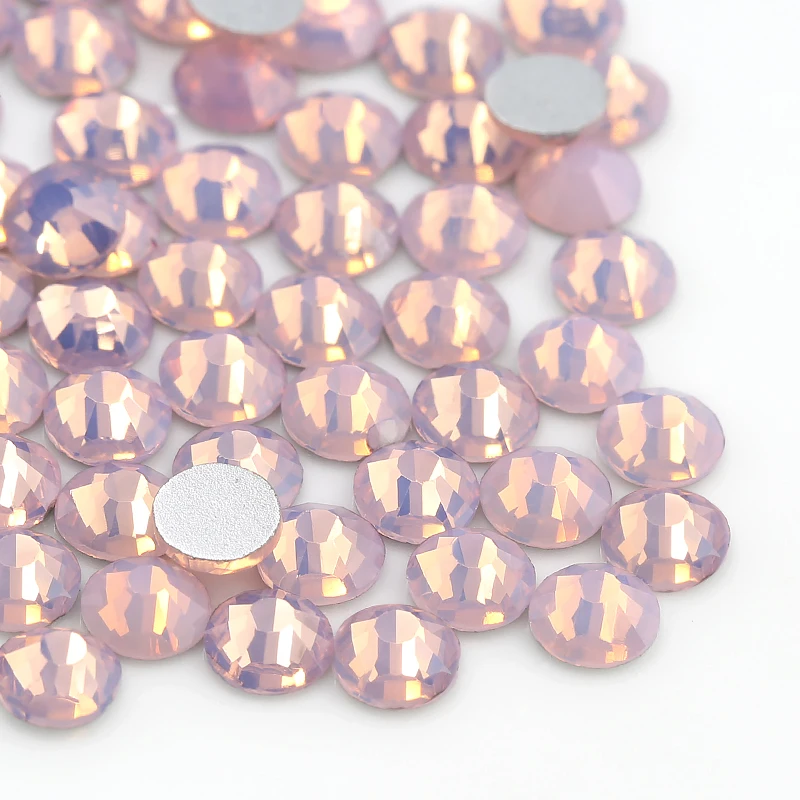 QIAO SS4-SS30 Pink Opal/Blue Opal/Green Opal Non Hotfix Rhinestone Flatback Round Glue On Rhinestones DIY Nail Art Decorations