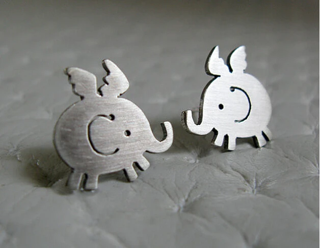 Unique Handmade Cute Baby Flying Elephant Earrings Pet Lovers Gifts Idea