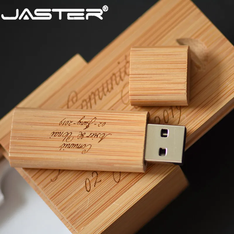 JASTER-thumb drive de madera creativo, almacenamiento externo USB 2,0 de 4GB/8GB/16GB/32GB/64GB (logotipo personalizado gratis), grabado láser