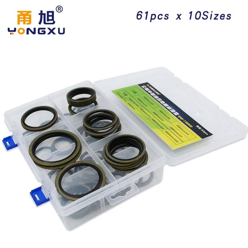 

Washer Seal M27/M30/M33/M36/M42/M45/M48/M52/M60 Bonded Washer Metal Rubber Oil Drain Plug Gasket Sealing O Ring Assortment Set