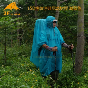3F UL Gear Hiking Poncho 3 in 1 Raincoat Ultralight Tarp Rain Jacket 3