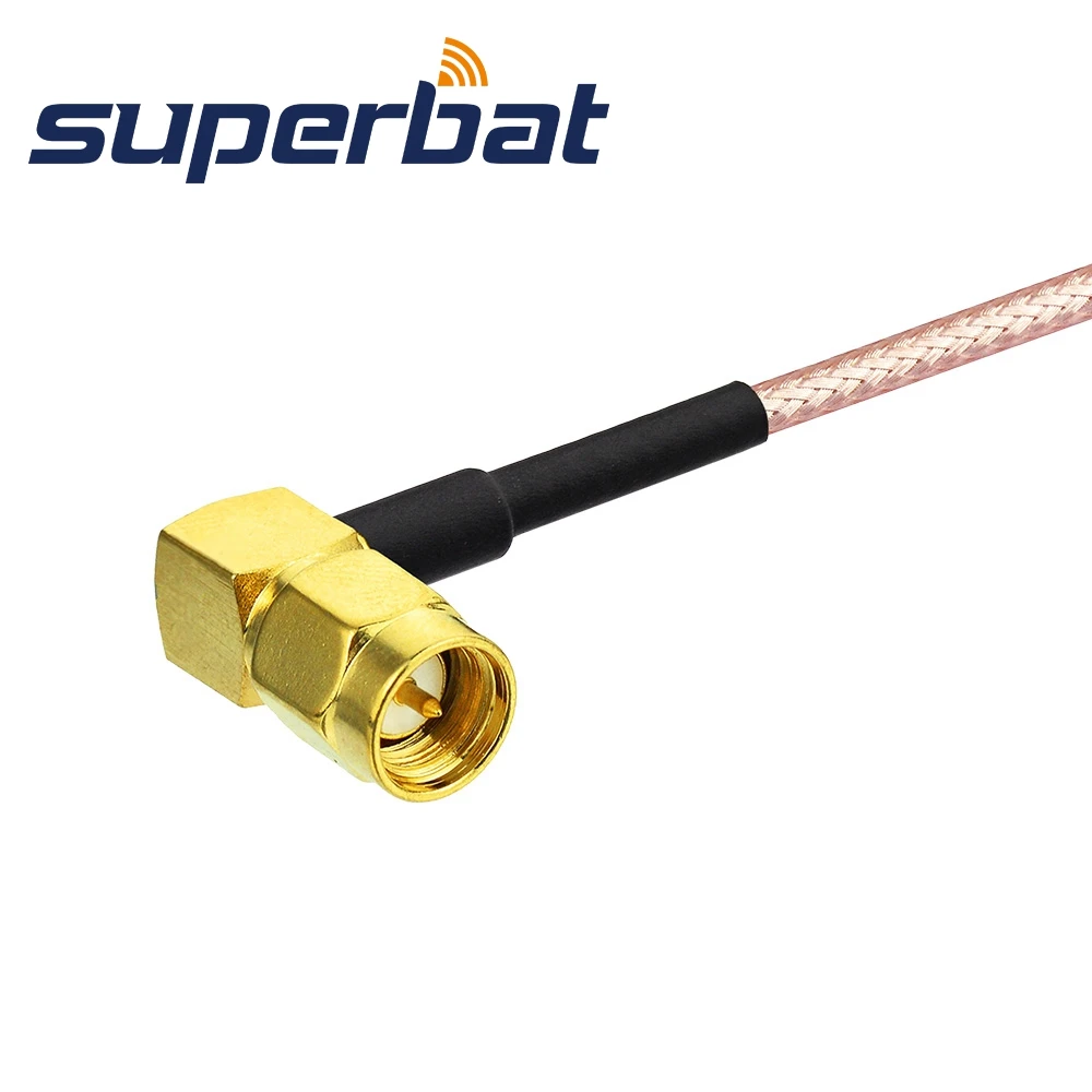 Superbat SMA Plug Right Angle to Male Right Angle Patch Lead RG316 20cm RF Cable Assembly for GSM 4G LTE Wi-Fi GPS Antennas