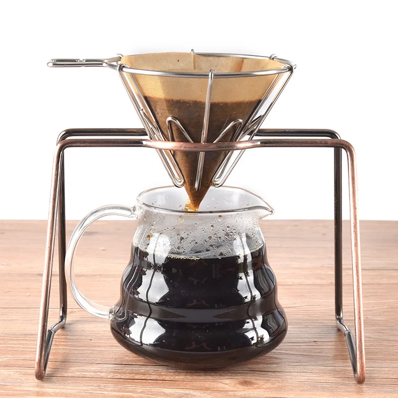 Coffee Filter Net Stainless Steel Dripper Filter Cup Holder Solid Drip Coffee Maker Household Kitchen Espresso Accessories