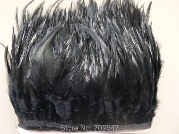 

Black Feathers!9-13cm height Hackle Feather Fringe of Black color 10Yards Ribbon Trim For fascinators, millinery and crafts