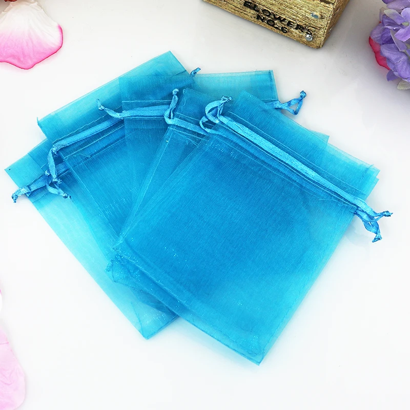 

Wholesale 500pcs/lot Lake Blue Organza Bag 17x23cm Drawable Boutique Gifts Jewelry Packaging Bag Party Wedding Favor Gift Bags