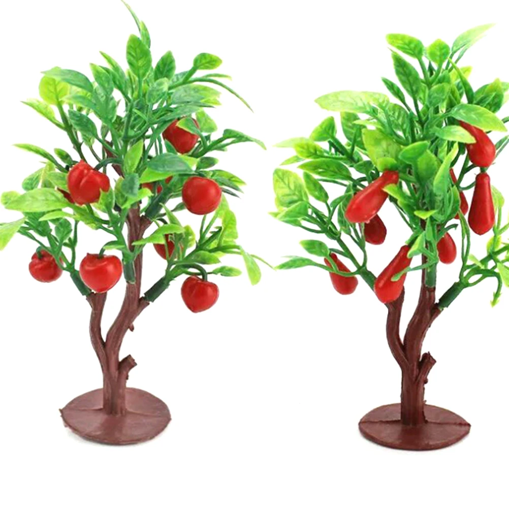 2PCS 10cm Fruit Tree Model Railway Park Layout Scenery Dollhouse Decor Dolls Accessories