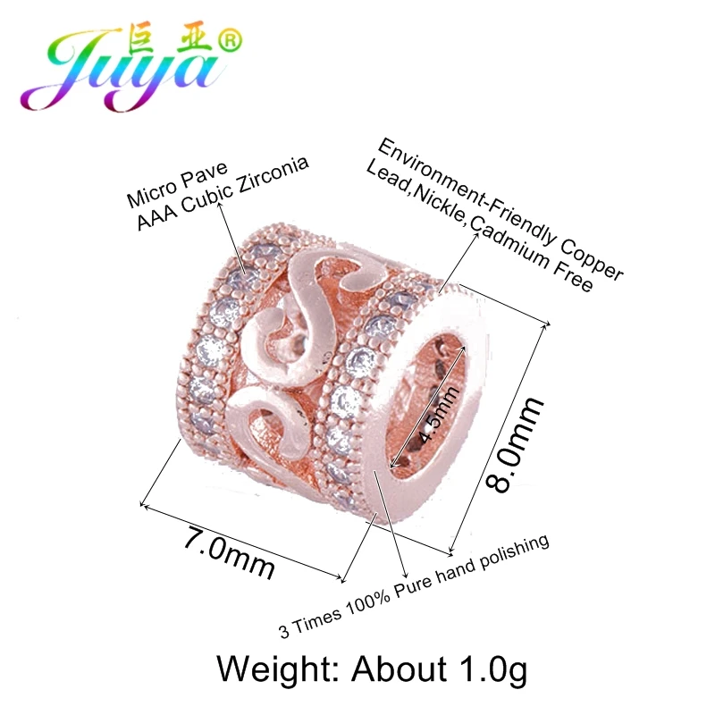 DIY Metal Beads Findings Supplies Copper Big Hole Floating Infinity Spacer Charm Beads Berloque Natural Stones Jewelry Making