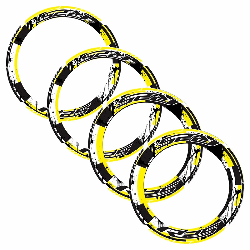 

4 X Motorcycle Full tire coverage Thick Edge Outer Rim Sticker moto reflective Decorative Stripe Wheel Decals For YAMAHA R25