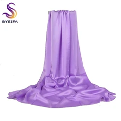 [BYSIFA] Women Violet Silk Scarf Shawl Elegant Solid Long Satin Luxury Scarves Spring Autum Ladies Plain Head Scarf Cape180*90cm