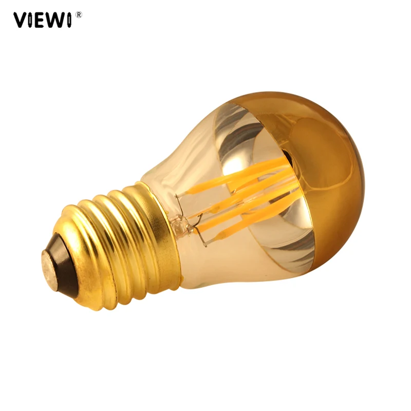 Ampoule E27 E26 Led Filament Light COB 4W 110v 220v Decorative Shadowless Candle Bulb G45 Half Golden Top Lamp For Home House