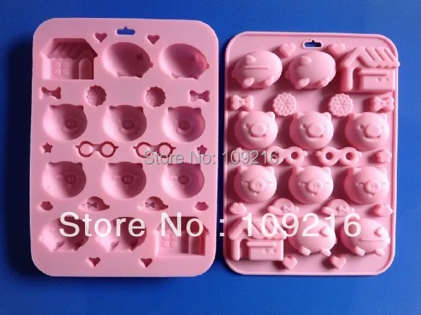 1pcs New style Darling Little Pig(HY1-141) Green Good Quality 100% Food Grade Silicone  Chocolate/Ice/Jelly/Pudding DIY Mold