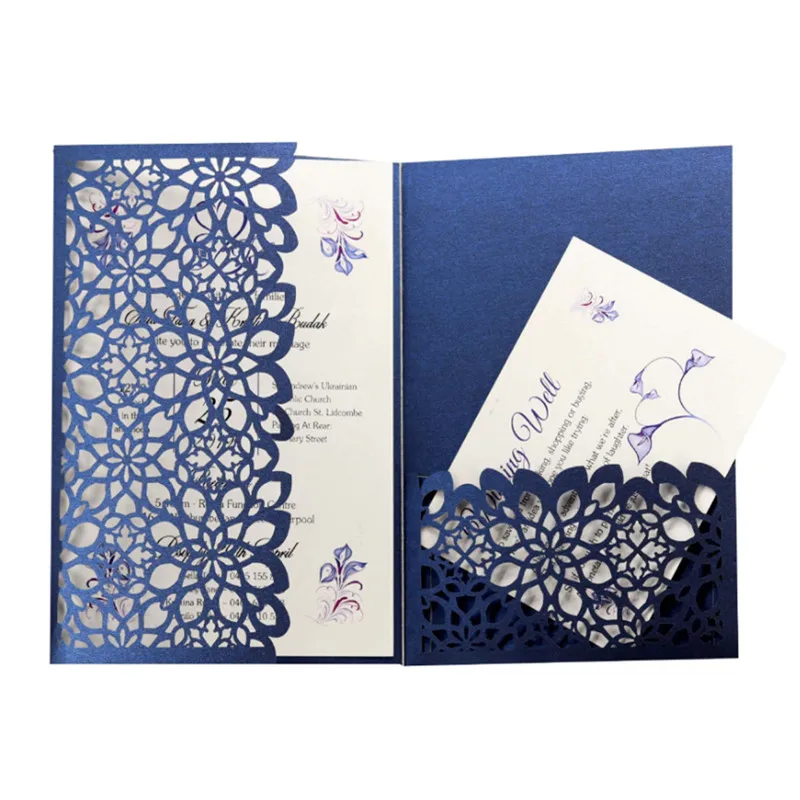 

Elegant quinceanera invitations floral pocket fold custom printing 50 sets