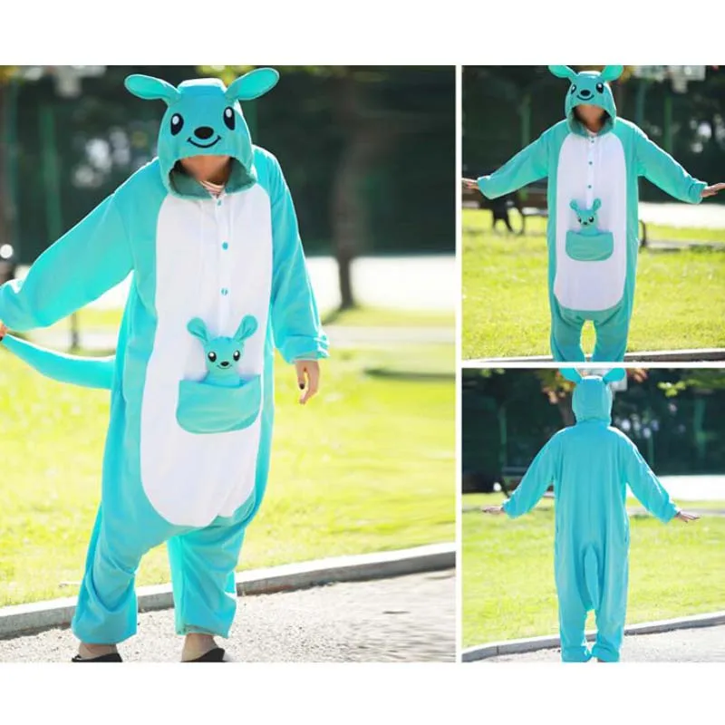 

Animal Costume Cosplay Adult All in One Pyjamas JP Animal pink purple white blue yellow Orange kangaroo Pajamas