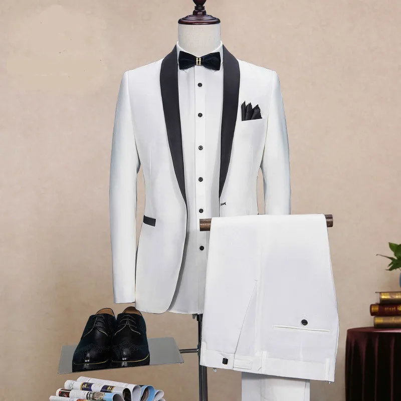 

White Black Collar Wedding Men Suits Custom Made Latest Slim Fit Men Suit Ternos Masculino Mens Suits 2pcs(Jacket+Pant)