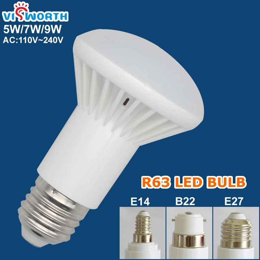 

R63 5W 7W 9W Led Light R63 Lamp Bulb E27 Lampada AC 220V 240V Bombilla Spotlight Cold/Warm White