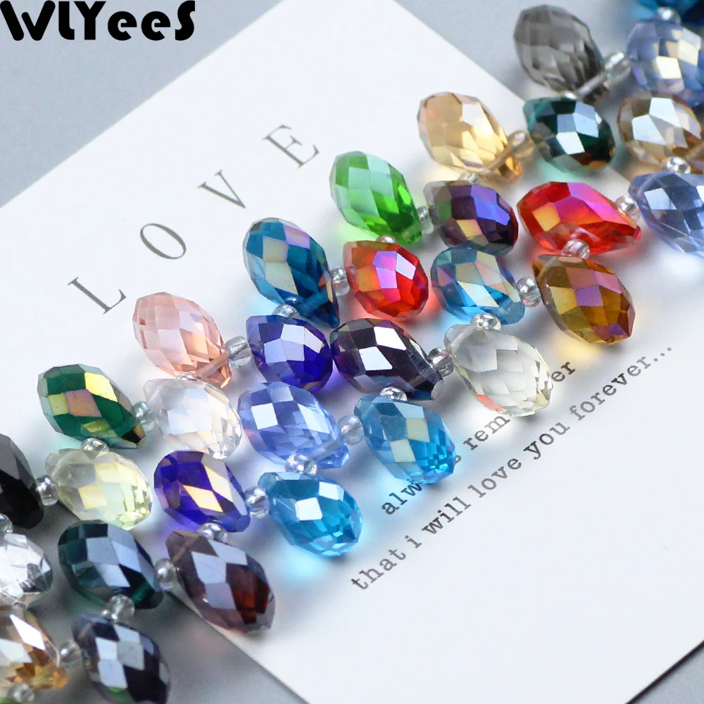 WLYeeS 30pcs AB color Austrian Water droplets crystal beads 8*13mm Large size Glass Loose beads for Jewelry Necklace Making DIY