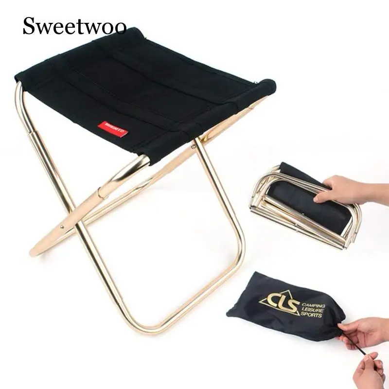 

Outdoor Folding Chair 7075 Aluminum Alloy Fishing Camping Chair Barbecue Stool Folding Stool Portable Travel Train Chair