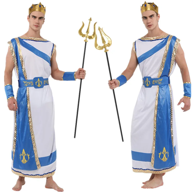 

God of Sea Poseidon Costume for Halloween Carnival Christmas Masquerade Party Fancy Dress Adult Man Prince King Cosplay Clothes