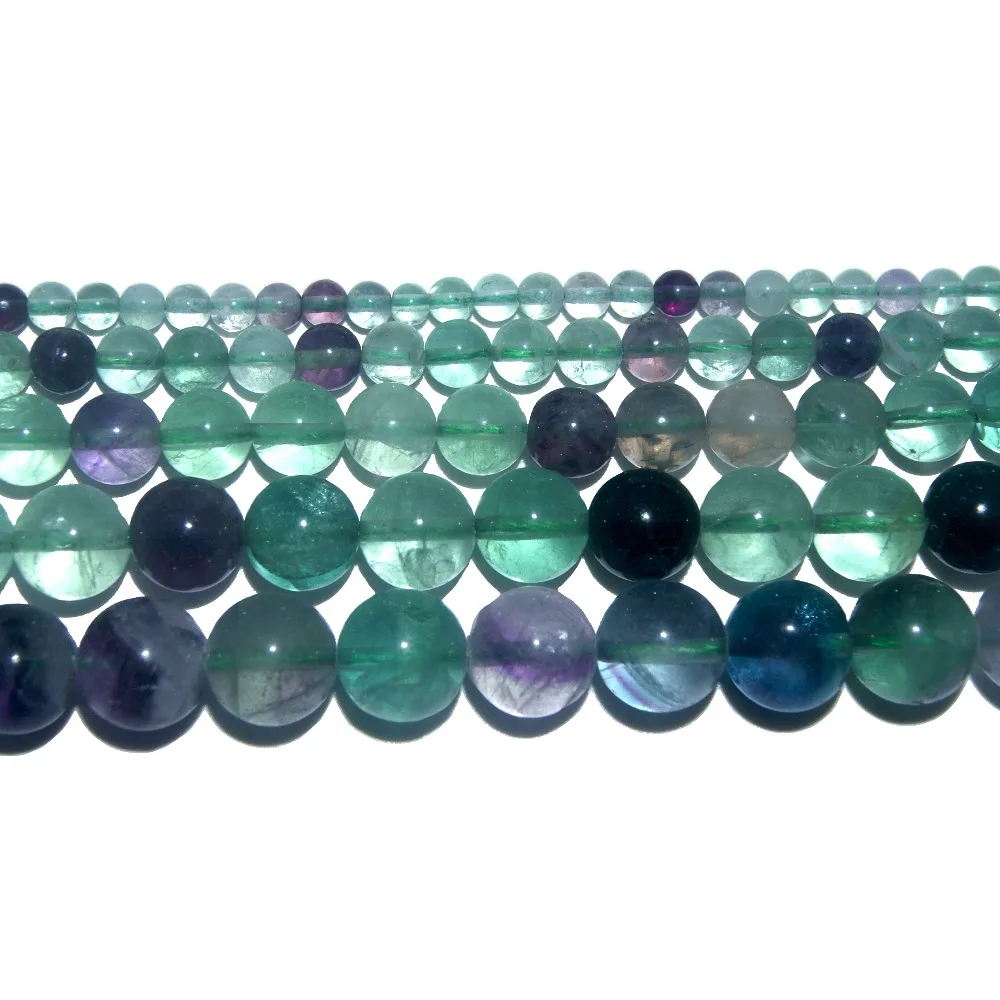 

Wholesale Natural Stone Fluorite Round Loose Beads 4 6 8 10 12 MM Pick Size For Jewelry Making DIY Bracelet Necklace Material